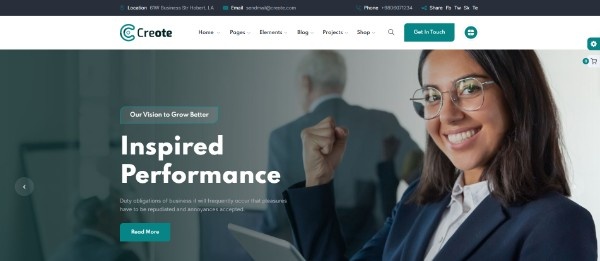 Creote it consulting company website template with modern corporate consulting business homepage design