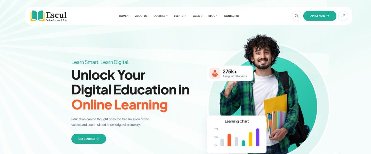 Escul online courses website templates for modern eLearning businesses and training platforms