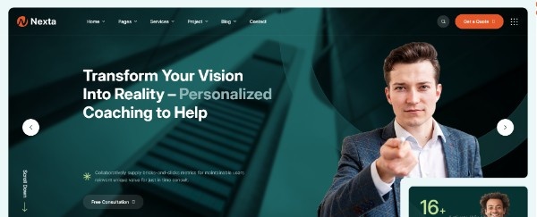 Nexta it consulting company website template built with React JS for business consulting and technology firms