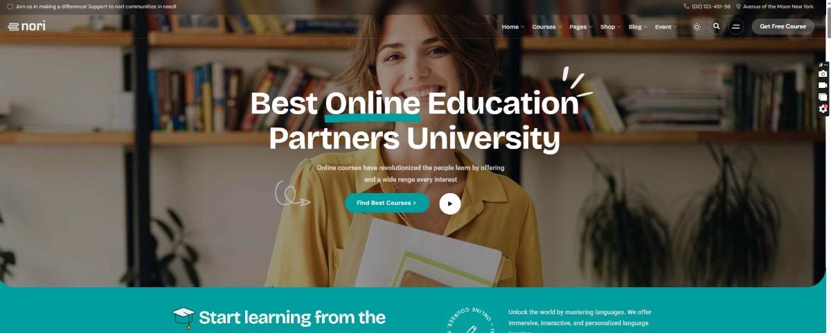 Nori online courses website templates with simple layouts for online learning websites