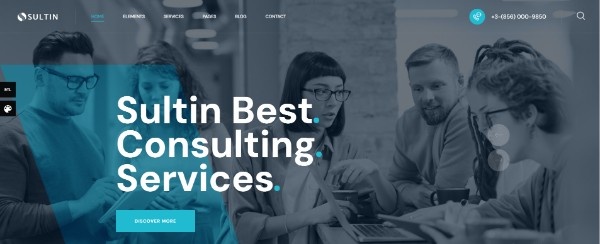 Sultin it consulting company website template with modern consulting website design and mobile-friendly layout