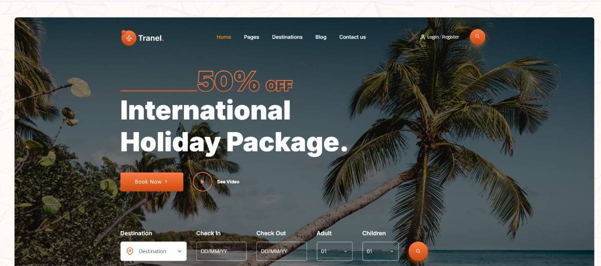 Tranel travel agency website template for professional travel business websites
