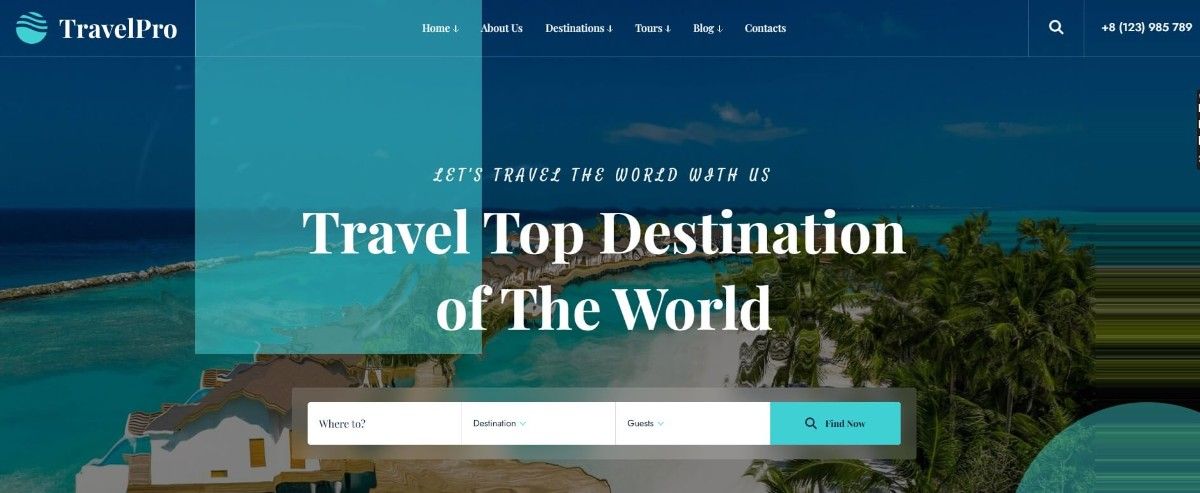 TravelPro travel agency website template for adventure travel and tour companies