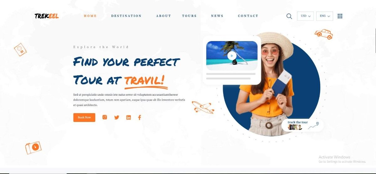 Trekee travel agency website template for travel agencies and tour operators