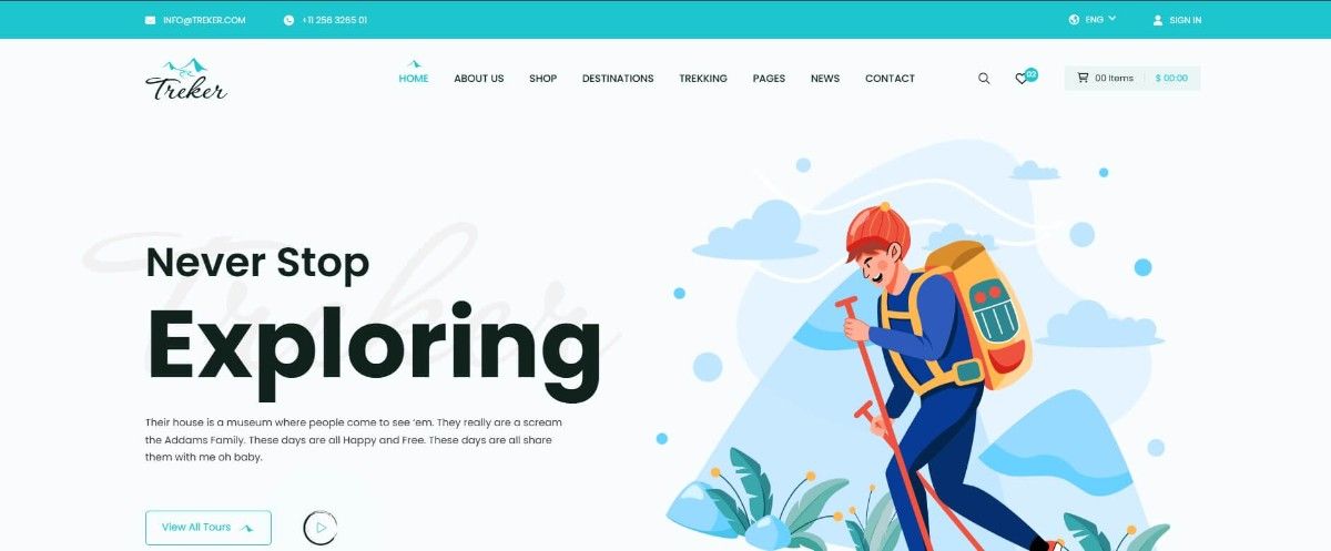 Treker travel agency website template for tourism and vacation planning websites