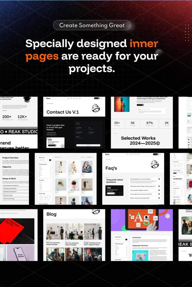 Reak Creative Agency WordPress Theme homepage design showcasing a modern layout for creative agencies, startups, designers, and digital businesses