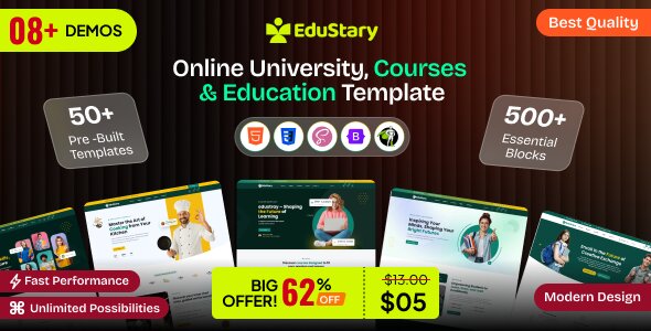 Edustray – Online Course University Website Templates